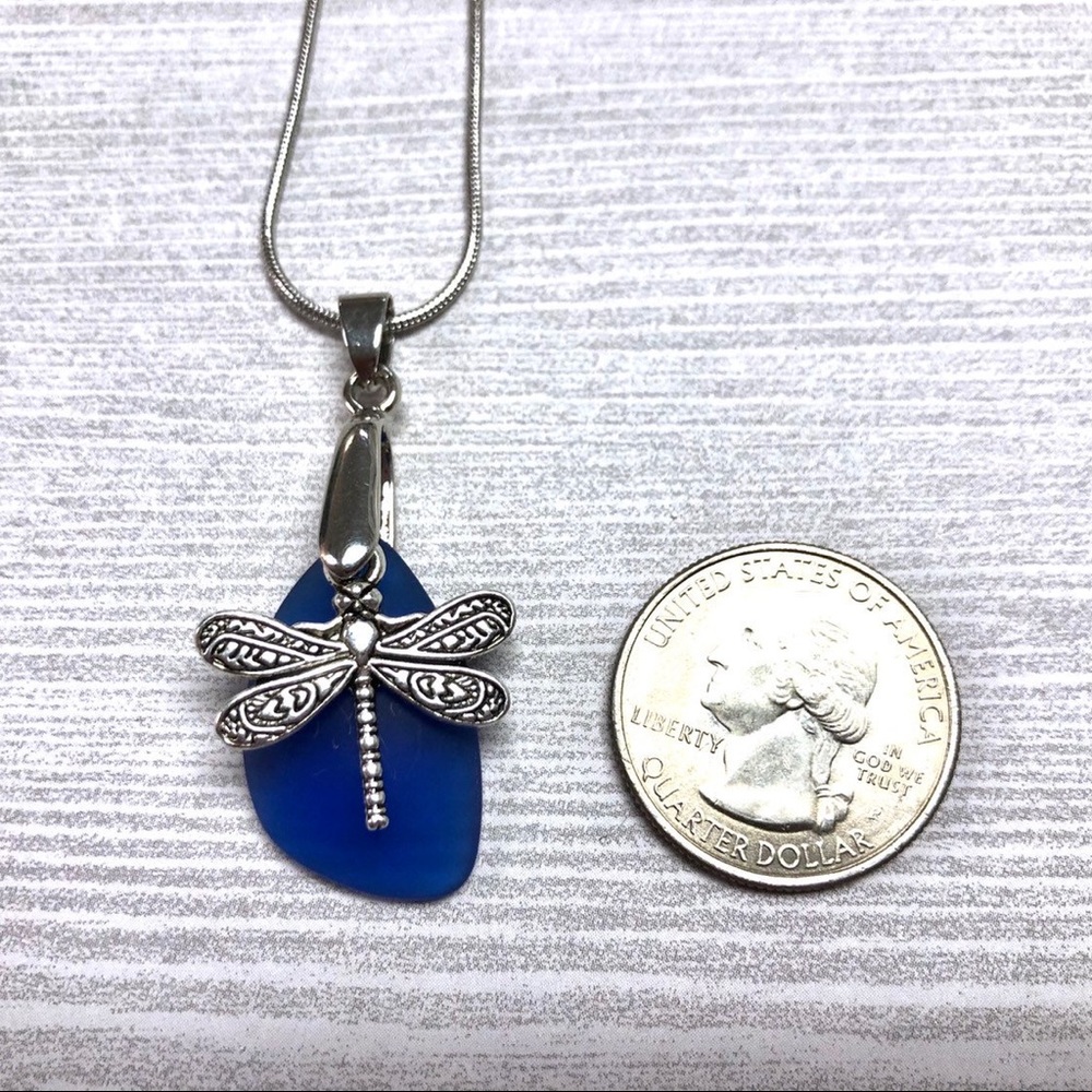Dragonfly Necklace, Sea Glass, Butterfly, Insect - Picture 7 of 9